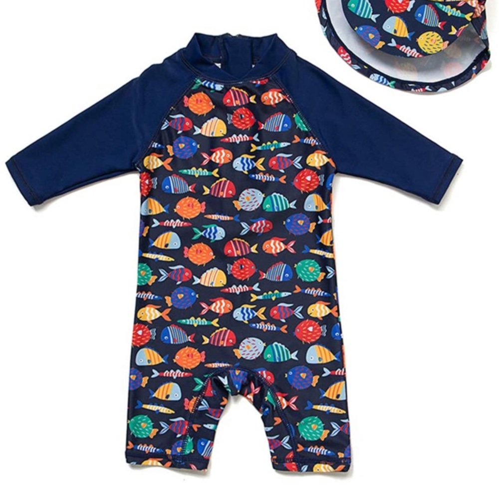 Baby boy swimsuit and hat ! 3-6 mo. Comes with hat